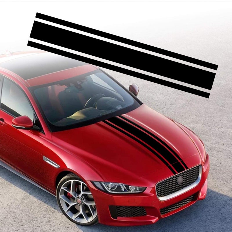 TOMALL 49"x 8.7" Car Hood Stripe Sticker Auto Racing Body Side Stripe Decal Skirt Roof Hood Bumper Decal Vinyl Modified Sticker Decoration for Car (Black) - Image 1